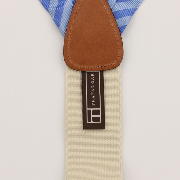 Trafalgar England 100% Silk Suspenders Braces Blue - Picture 4 of 6